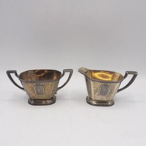 Homan Plate On Nickel Silver Sugar & Creamer Set W.M. Mounts Made In USA